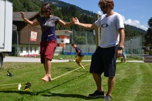 neuer Slacklineparcours in der Jugendpension Müllauerhof
